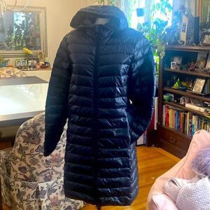 Lightweight long “puffer” rain jacket